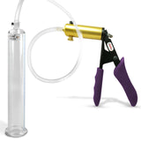 Ultima Brass Purple Penis Pump | Silicone Grip, Clear Hose | 9" Length - 1.35" Cylinder Diameter