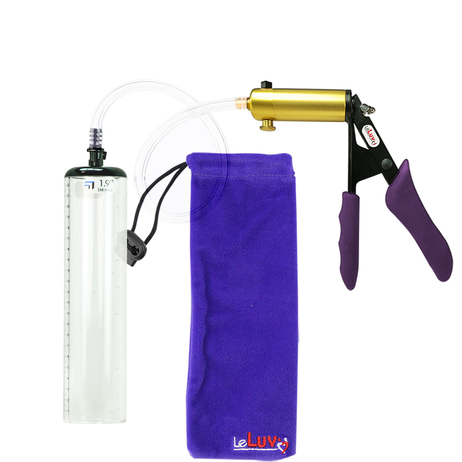 Ultima Brass Purple Penis Pump | Silicone Grip, Clear Hose - 9" x 1.9" Thick-Walled Cylinder