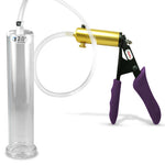 LeLuv® Ultima Penis Pump - Purple Silicone Grips, Clear Hose - Round Flange Cylinders