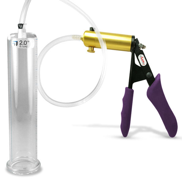 LeLuv® Ultima Penis Pump - Purple Silicone Grips, Clear Hose - Round Flange Cylinders