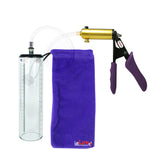 Ultima Brass Purple Penis Pump | Silicone Grip, Clear Hose - 9" x 2.3" Thick-Walled Cylinder