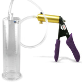Ultima Brass Purple Penis Pump | Silicone Grip, Clear Hose | 9" Length - 2.75" Cylinder Diameter