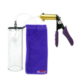 Ultima Brass Purple Penis Pump | Silicone Grip, Clear Hose - 9" x 3.1" Thick-Walled Cylinder