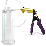 Ultima Brass Purple Penis Pump | Silicone Grip, Clear Hose | 9" Length - 3.25" Cylinder Diameter