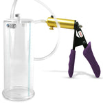Ultima Brass Purple Penis Pump | Silicone Grip, Clear Hose | 9" Length - 3.50" Cylinder Diameter