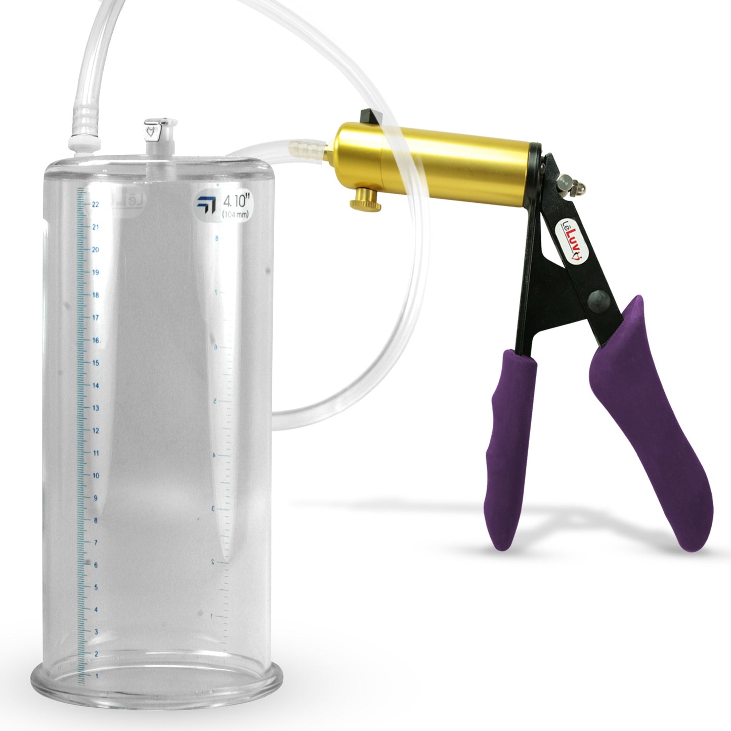 Ultima Brass Purple Penis Pump | Silicone Grip, Clear Hose | 9" Length - 4.10" Cylinder Diameter