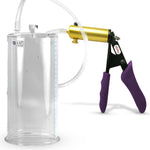 Ultima Brass Purple Penis Pump | Silicone Grip, Clear Hose | 9" Length - 4.50" Cylinder Diameter