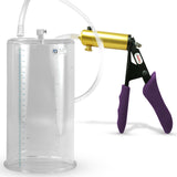 Ultima Brass Purple Penis Pump | Silicone Grip, Clear Hose | 9" Length - 5.00" Cylinder Diameter