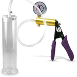 Ultima Brass Purple Penis Pump | Silicone Grip, Clear Hose + Gauge | 9" Length x 2.25" Cylinder Diameter