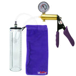 Ultima Brass Purple Penis Pump | Silicone Grip, Clear Hose + Gauge | 9" x 2.3" Thick-Walled Cylinder