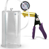 Ultima Brass Purple Penis Pump | Silicone Grip, Clear Hose + Gauge & Cover | 9" Length 5.00" Cylinder Diameter