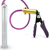 Ultima Brass Purple Penis Pump | Silicone Grip, Silicone Hose | 12" Length -1.35" Cylinder Diameter