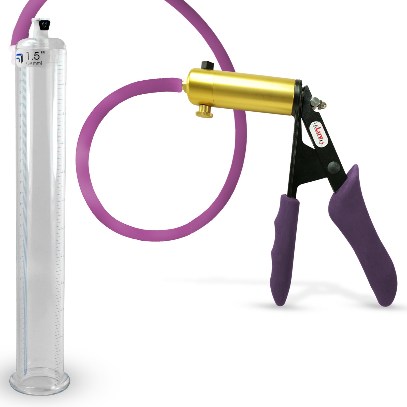 Ultima Brass Purple Penis Pump | Silicone Grip, Silicone Hose | 12" Length - 1.50" Cylinder Diameter