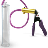 Ultima Brass Purple Penis Pump | Silicone Grip, Silicone Hose | 12" Length - 2.125" Cylinder Diameter