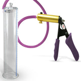 Ultima Brass Purple Penis Pump | Silicone Grip, Silicone Hose | 12" Length - 2.25" Cylinder Diameter
