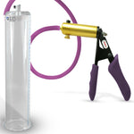 Ultima Brass Purple Penis Pump | Silicone Grip, Silicone Hose | 12" Length - 2.50" Cylinder Diameter