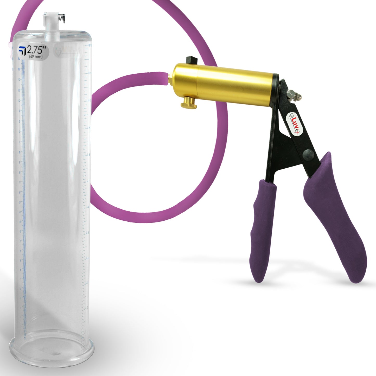 Ultima Brass Purple Penis Pump | Silicone Grip, Silicone Hose | 12" Length - 2.75" Cylinder Diameter