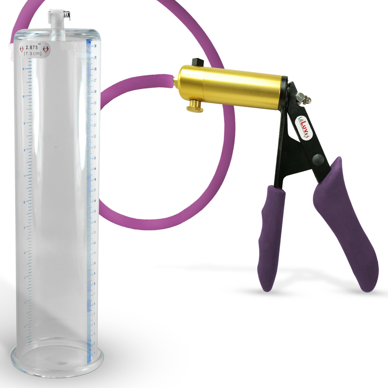 Ultima Brass Purple Penis Pump | Silicone Grip, Silicone Hose | 12" Length - 2.875" Cylinder Diameter
