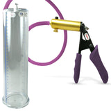 Ultima Brass Purple Penis Pump | Silicone Grip, Silicone Hose | 12" Length - 3.00" Cylinder Diameter