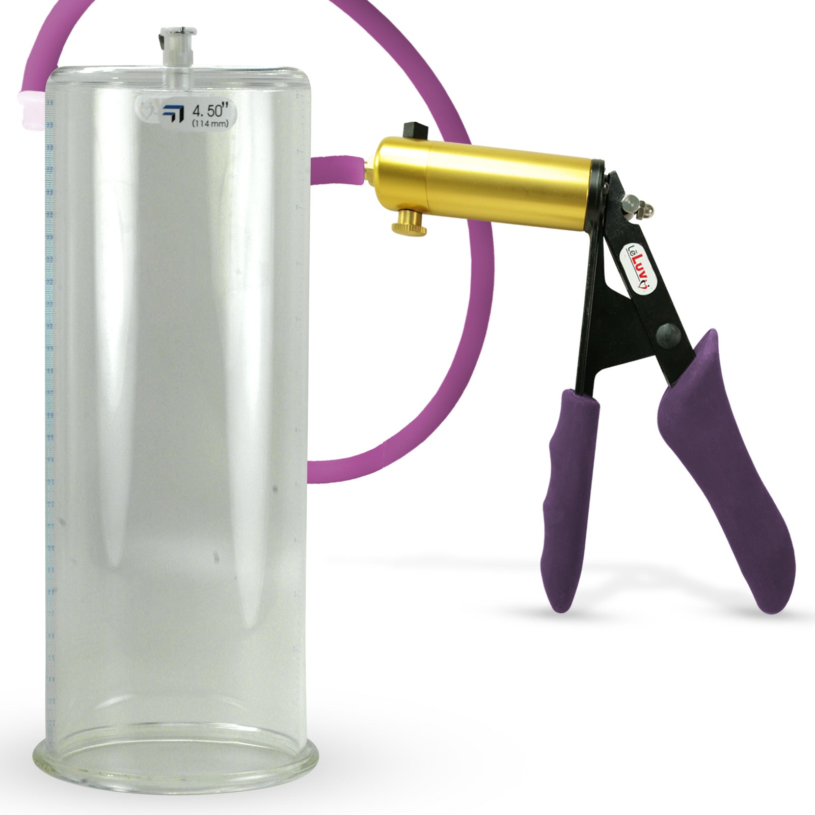 Ultima Brass Purple Penis Pump | Silicone Grip, Silicone Hose | 12" Length - 4.50" Cylinder Diameter