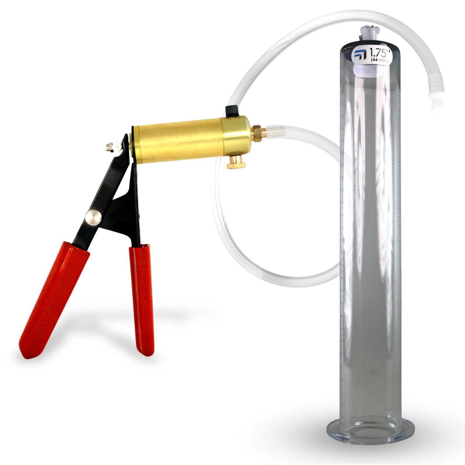 Ultima Silver Red Penis Pump | Rubber Grip, Silicone Hose | 12" x 1.75" Wide Flange Cylinder