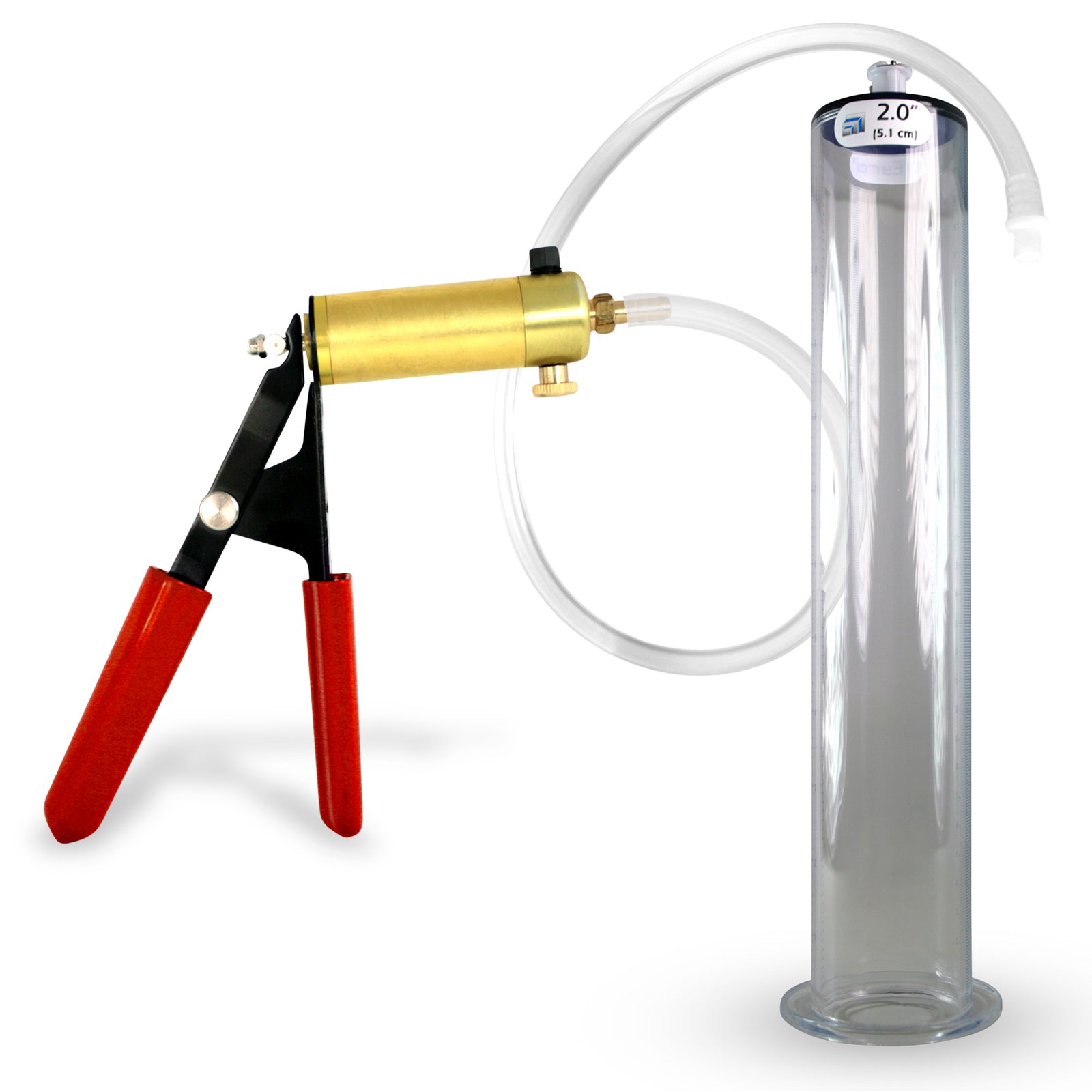 Ultima Silver Red Penis Pump | Rubber Grip, Silicone Hose | 12" x 2.00" Wide Flange Cylinder