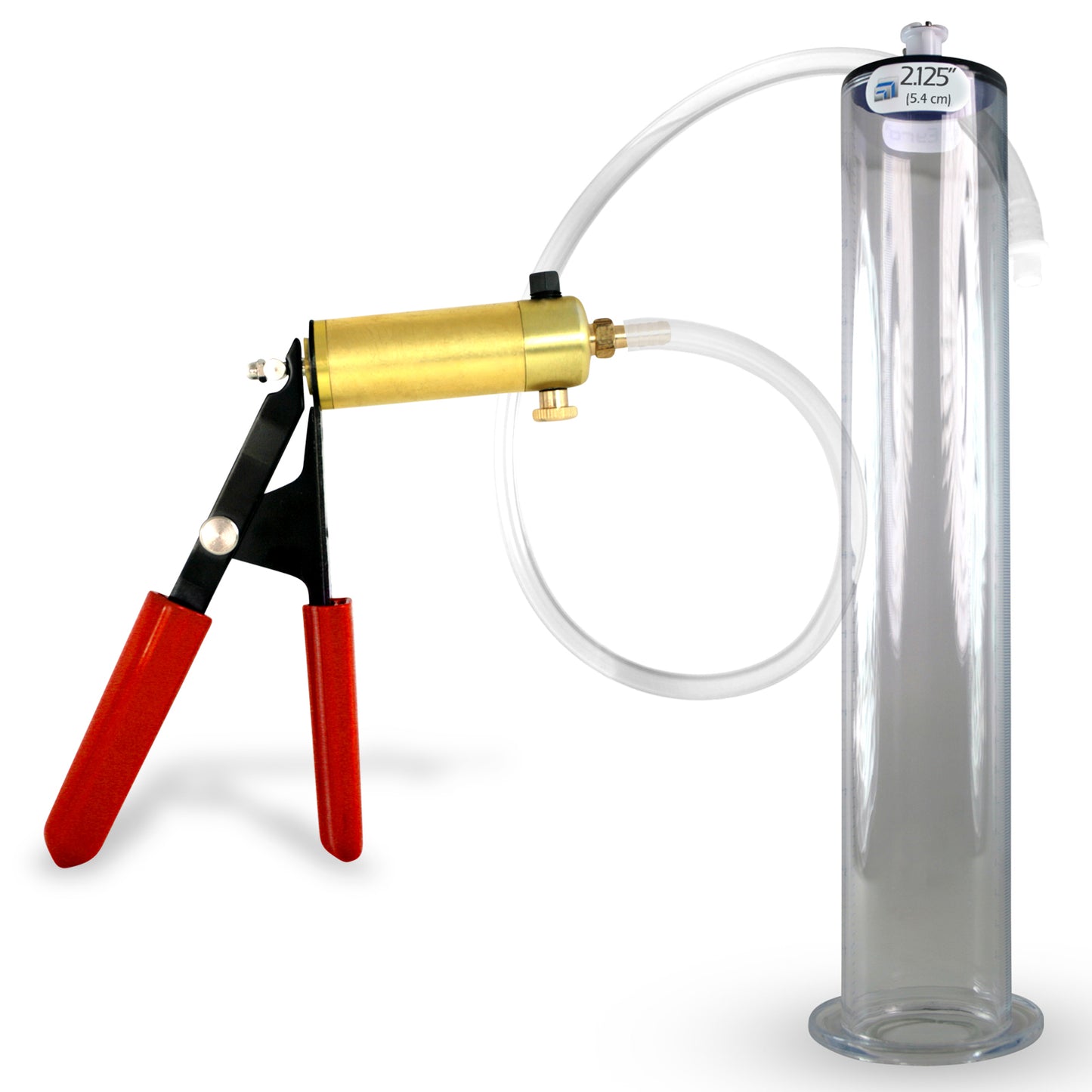 Ultima Silver Red Penis Pump | Rubber Grip, Silicone Hose | 12" x 2.125" Wide Flange Cylinder