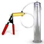 Ultima Silver Red Penis Pump | Rubber Grip, Silicone Hose | 12" x 2.125" Wide Flange Cylinder