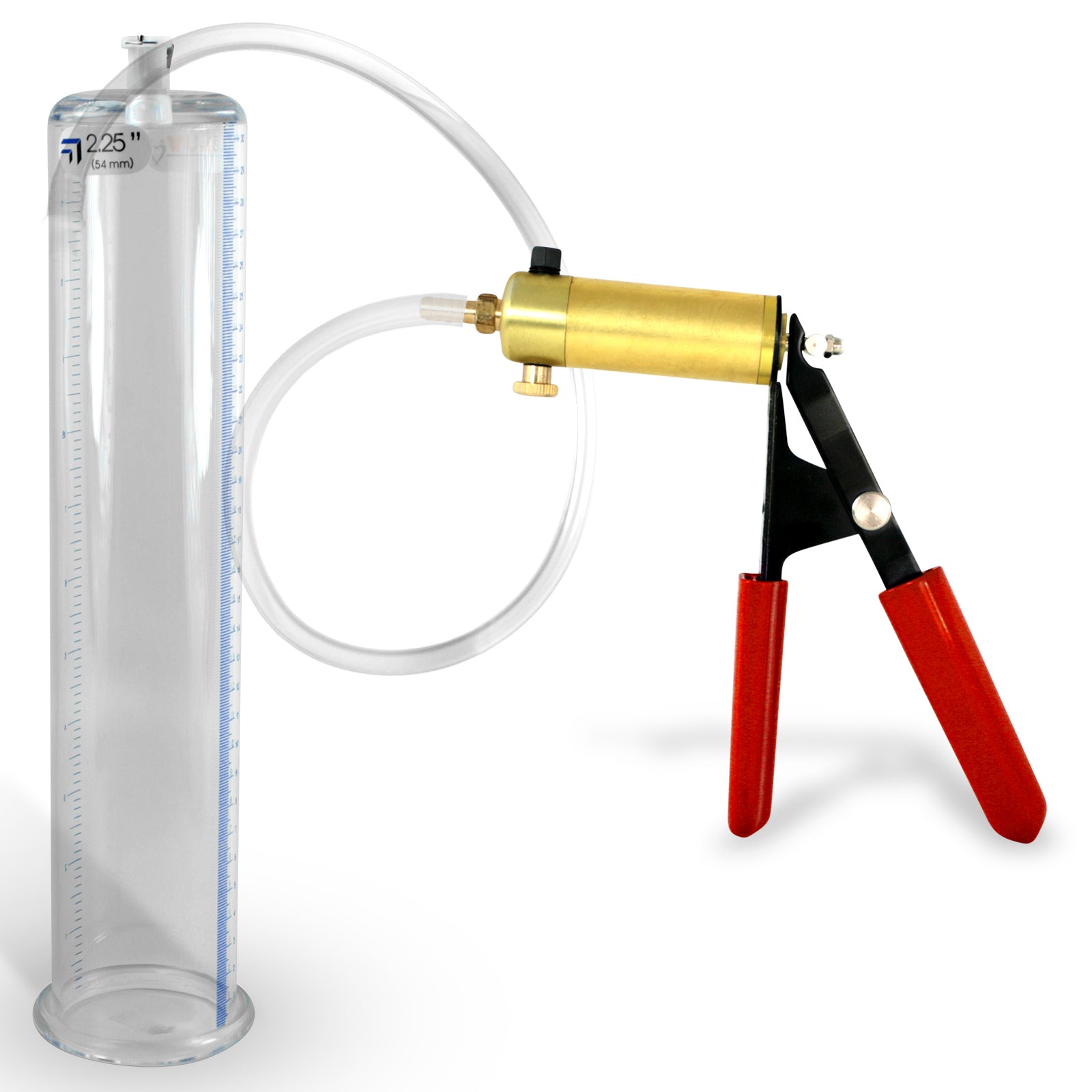 Ultima Red Rubber Grip, Clear Hose | Penis Pump + 12" x 2.25" Cylinder