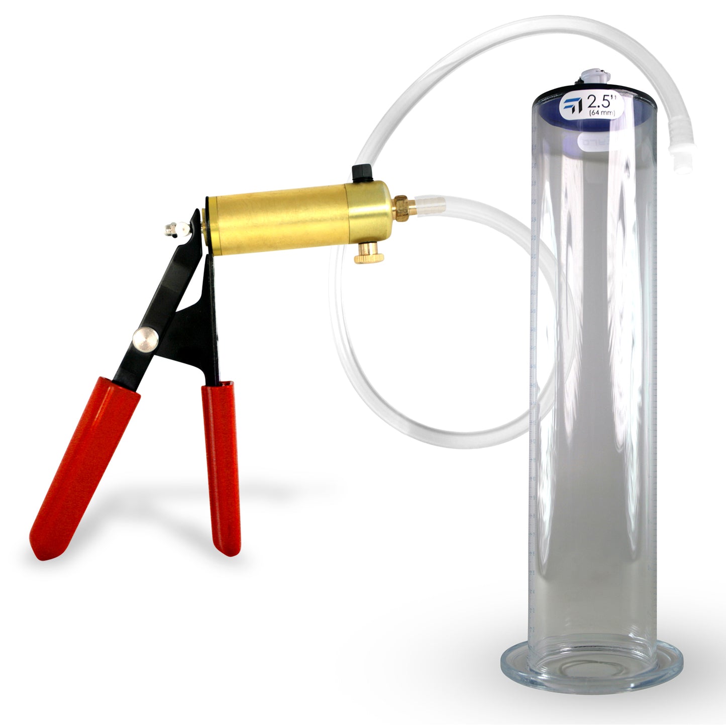 Ultima Silver Red Penis Pump | Rubber Grip, Silicone Hose | 12" x 2.50" Wide Flange Cylinder