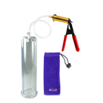Ultima Brass Red Penis Pump | Rubber Grip, Clear Hose | 12" x 3.00" Cylinder