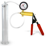 Ultima Red Rubber Grip, Clear Hose | Penis Pump + Protected Gauge | 12" x 1.75"