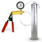 Ultima Silver Red Penis Pump | Rubber Grip, Silicone Hose + Protected Gauge | 12" x 2.00" Wide Flange Cylinder
