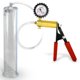 Ultima Red Rubber Grip, Clear Hose | Penis Pump + Protected Gauge | 12" x 2.25"