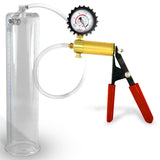 Ultima Red Rubber Grip, Clear Hose | Penis Pump + Protected Gauge | 12" x 2.75"