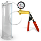 Ultima Red Rubber Grip, Clear Hose | Penis Pump + Protected Gauge | 9" x 3.50"