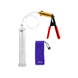 Ultima Brass Red Penis Pump | Rubber Grip, Clear Hose | 9" x 1.35" Cylinder
