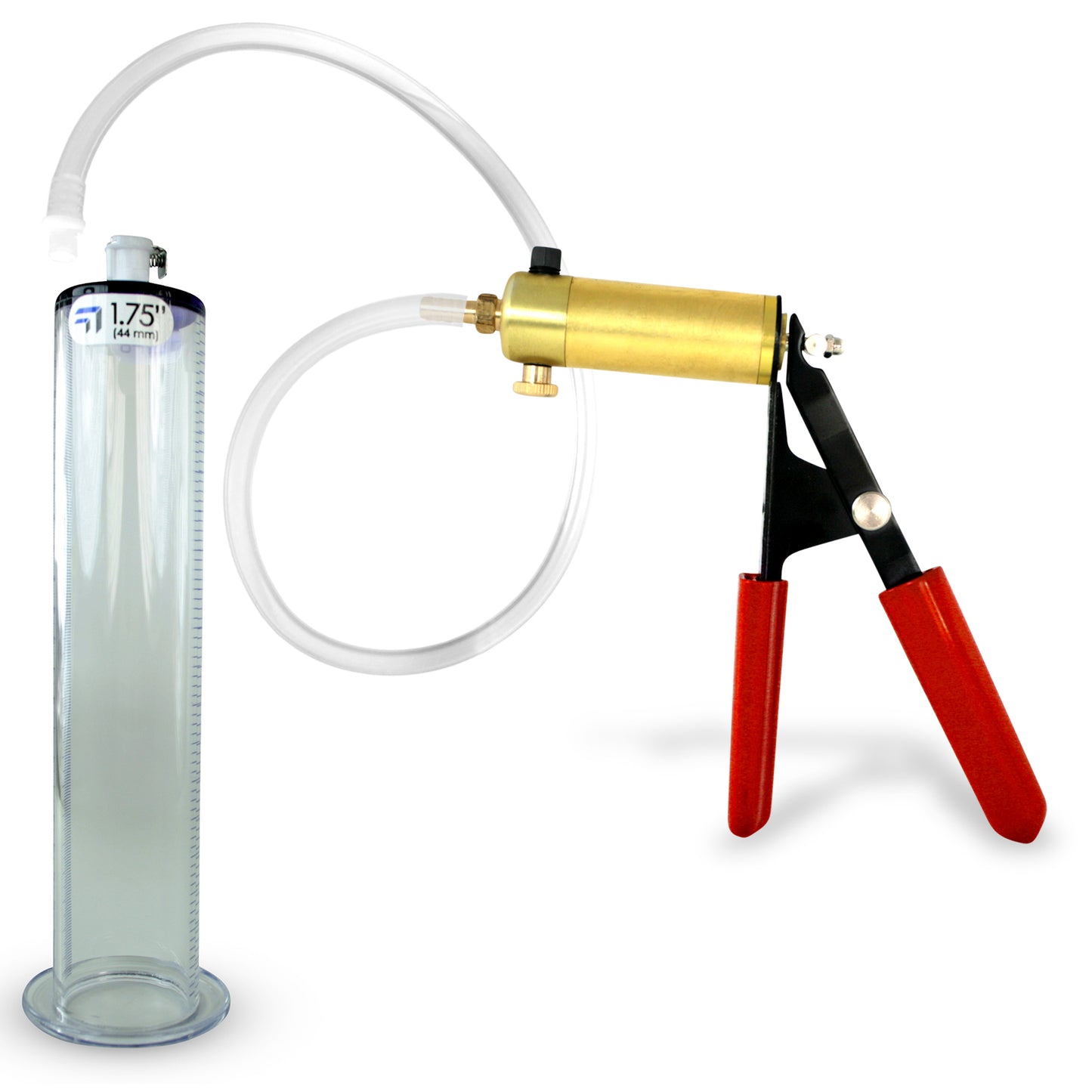 Ultima Silver Red Penis Pump | Rubber Grip, Silicone Hose | 9" Length x 1.75" WIDE Flange Cylinder
