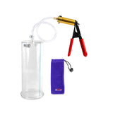 Ultima Brass Red Penis Pump | Rubber Grip, Clear Hose | 9" x 3.50" Cylinder