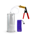 Ultima Brass Red Penis Pump | Rubber Grip, Clear Hose | 9" x 4.10" Cylinder 