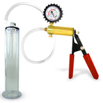 Ultima Silver Red Penis Pump | Rubber Grip, Silicone Hose + Protected Gauge | 9" x 1.75" Wide Flange Cylinder