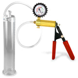 Ultima Red Rubber Grip, Clear Hose | Penis Pump + Protected Gauge | 9" x 1.75"