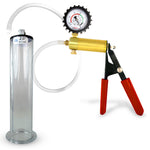 Ultima Silver Red Penis Pump | Rubber Grip, Silicone Hose + Protected Gauge | 9" x 2.00" Wide Flange Cylinder
