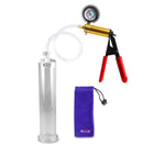 Ultima Brass Red Penis Pump | Rubber Grip, Clear Hose + Protected Gauge | 9" x 2.00"