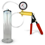 Ultima Silver Red Penis Pump | Rubber Grip, Silicone Hose + Protected Gauge | 9" x 2.25" Wide Flange Cylinder