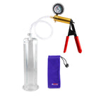 Ultima Brass Red Penis Pump | Rubber Grip, Clear Hose + Protected Gauge | 9" x 2.50"