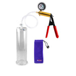 Ultima Brass Red Penis Pump | Rubber Grip, Clear Hose + Protected Gauge | 9" x 2.75"