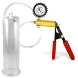 Ultima Red Rubber Grip, Clear Hose | Penis Pump + Protected Gauge | 9" x 2.75"