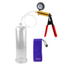 Ultima Brass Red Penis Pump | Rubber Grip, Clear Hose + Protected Gauge | 9" x 2.875"