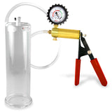 Ultima Red Rubber Grip, Clear Hose | Penis Pump + Protected Gauge | 9" x 2.875"